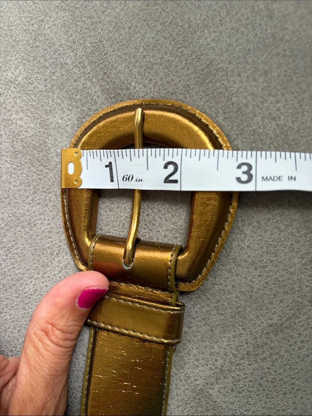Ritz Metallic Gold Belt Oval Buckle L Vtg